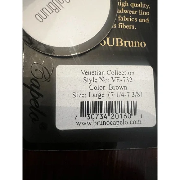 NWT Bruno Capelo Men's Straw Fedora Hat XL Brown w/‎ Feather – 7 1/4-7 3/8 - Picture 5 of 5